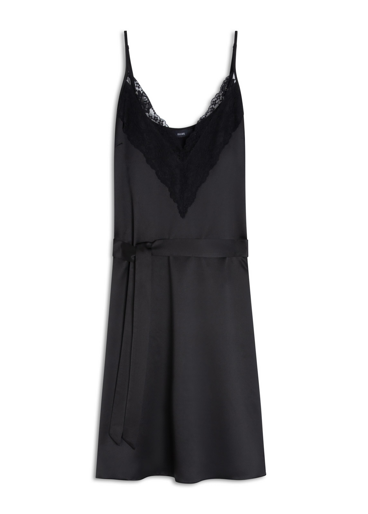 Vestido Lace Satin Slipdress Midi Preto