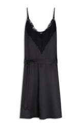 Vestido Lace Satin Slipdress Midi Preto