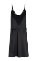 Vestido Lace Satin Slipdress Midi Preto