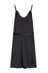 Vestido Lace Satin Slipdress Midi Preto
