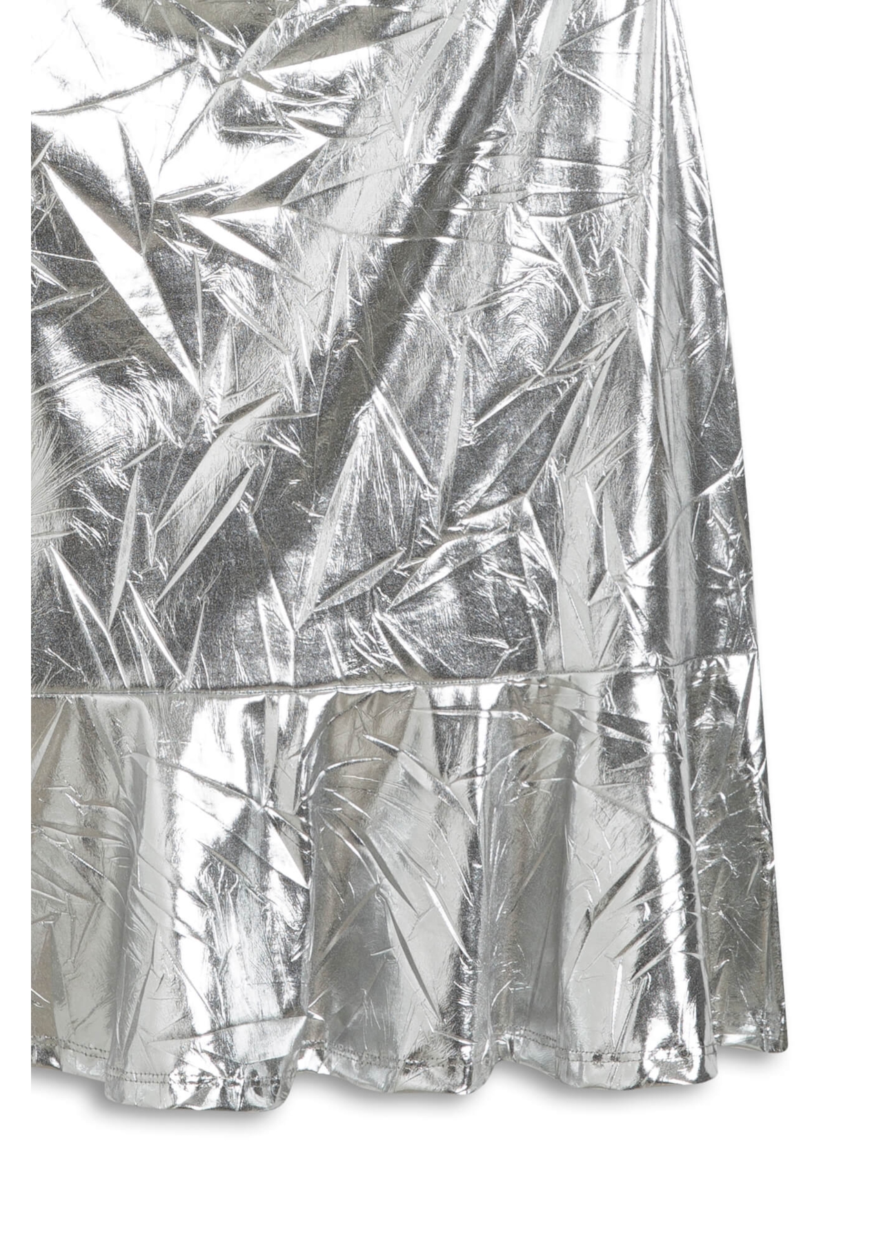 Vestido Laminado Strapless Prata