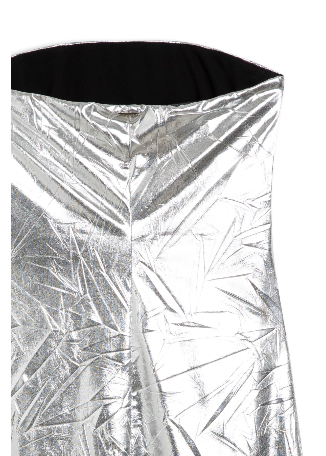 Vestido Laminado Strapless Prata
