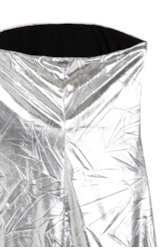 Vestido Laminado Strapless Prata