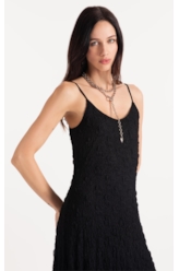 Vestido Larios Strappy Knee Preto