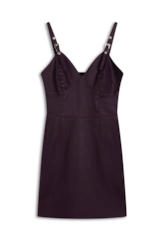 Vestido Leather Denim Buckle Mini Beringela