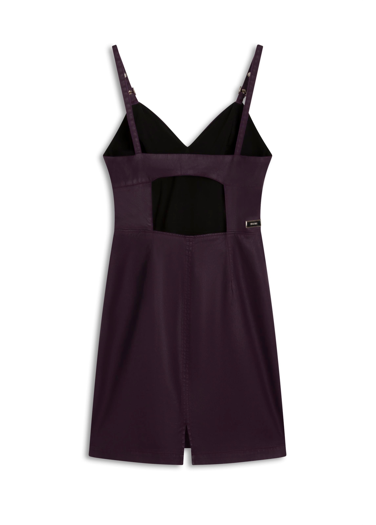 Vestido Leather Denim Buckle Mini Beringela
