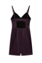 Vestido Leather Denim Buckle Mini Beringela