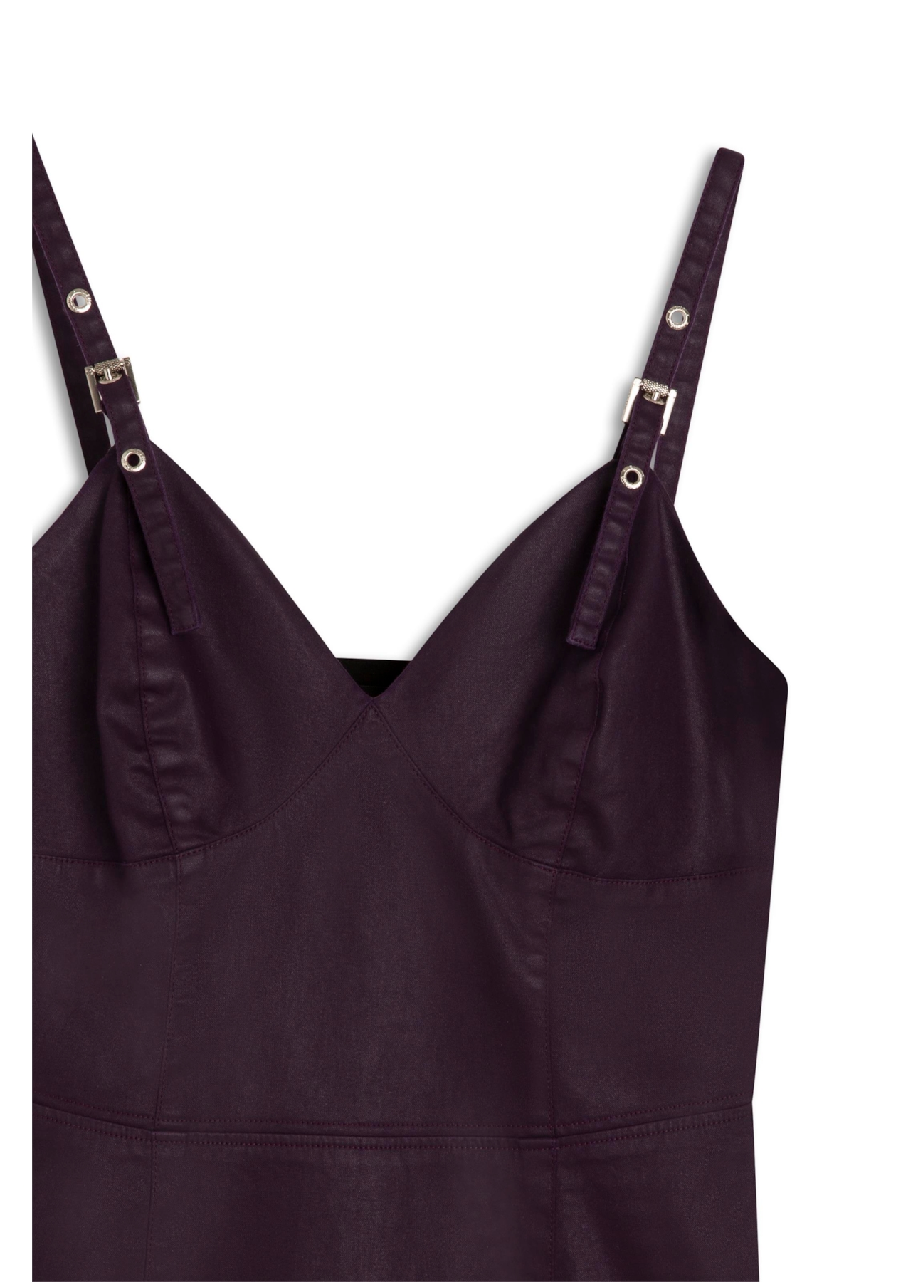 Vestido Leather Denim Buckle Mini Beringela