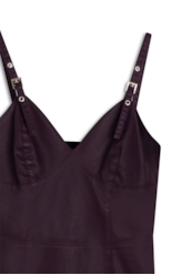 Vestido Leather Denim Buckle Mini Beringela