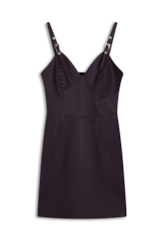 Vestido Leather Denim Buckle Mini Beringela