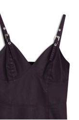 Vestido Leather Denim Buckle Mini Beringela