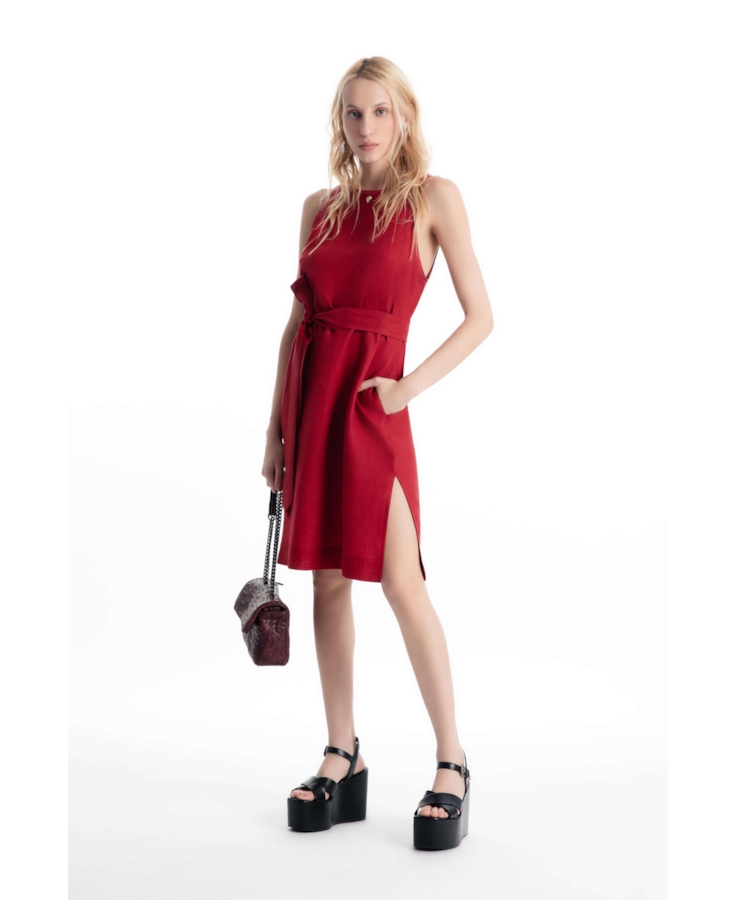 Vestido Linen Fresh Knee Vermelho