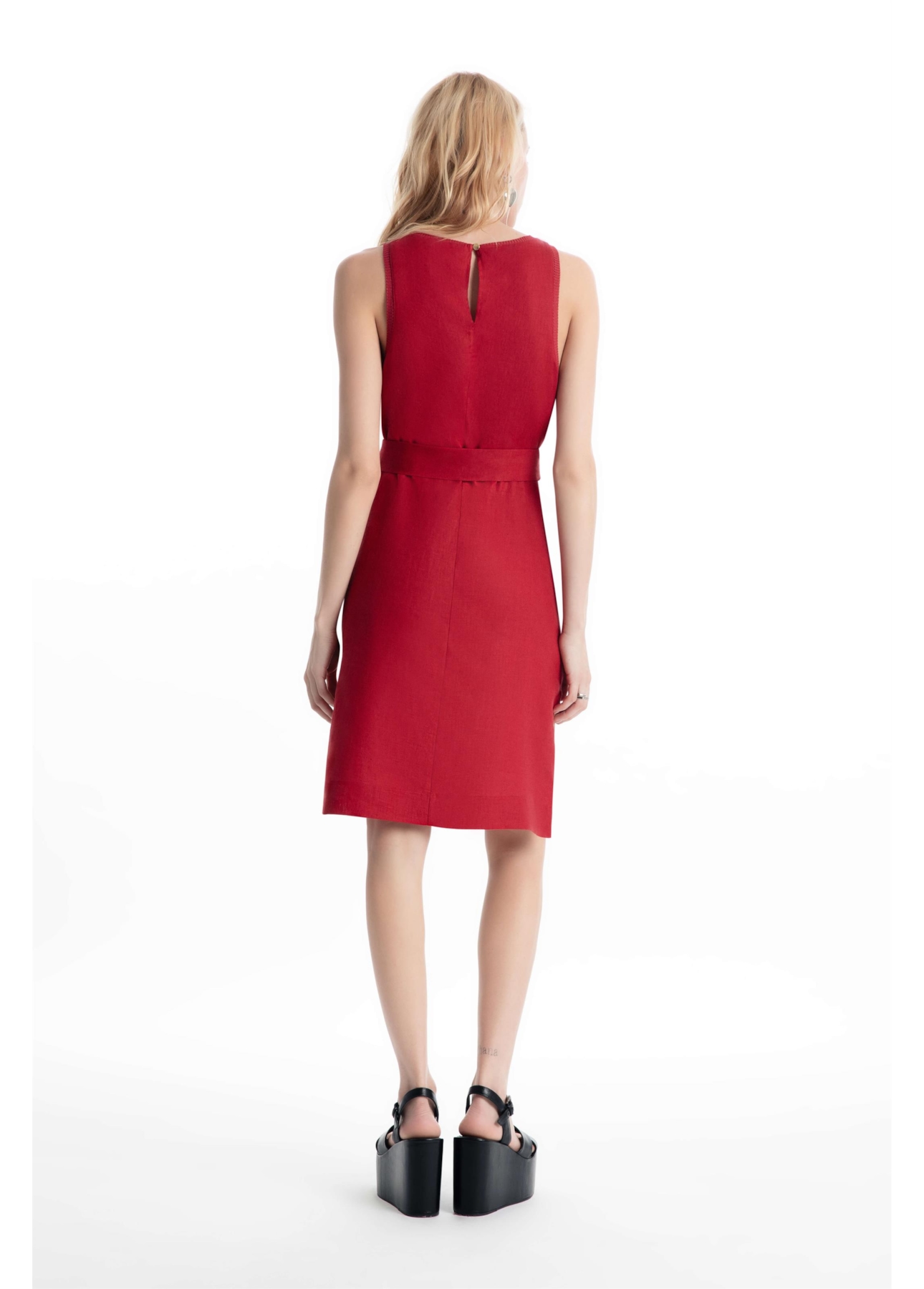 Vestido Linen Fresh Knee Vermelho