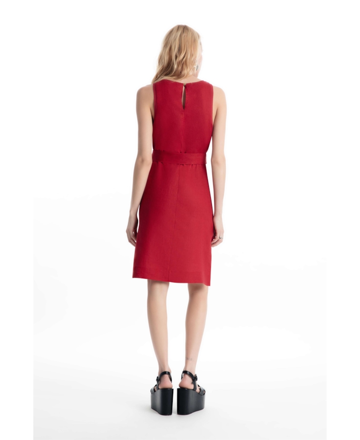 Vestido Linen Fresh Knee Vermelho