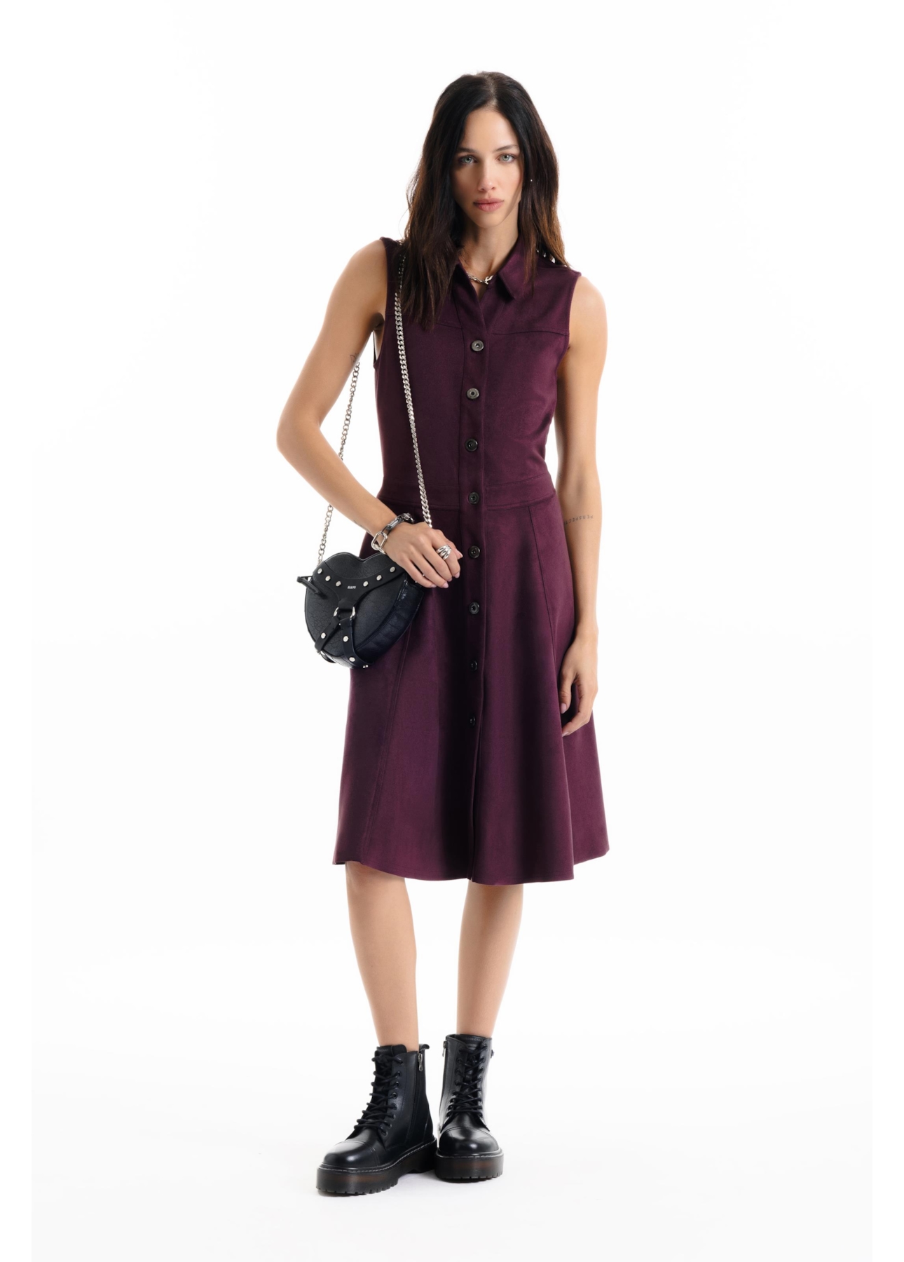 Vestido Malha Nobu Knee Dark Wine