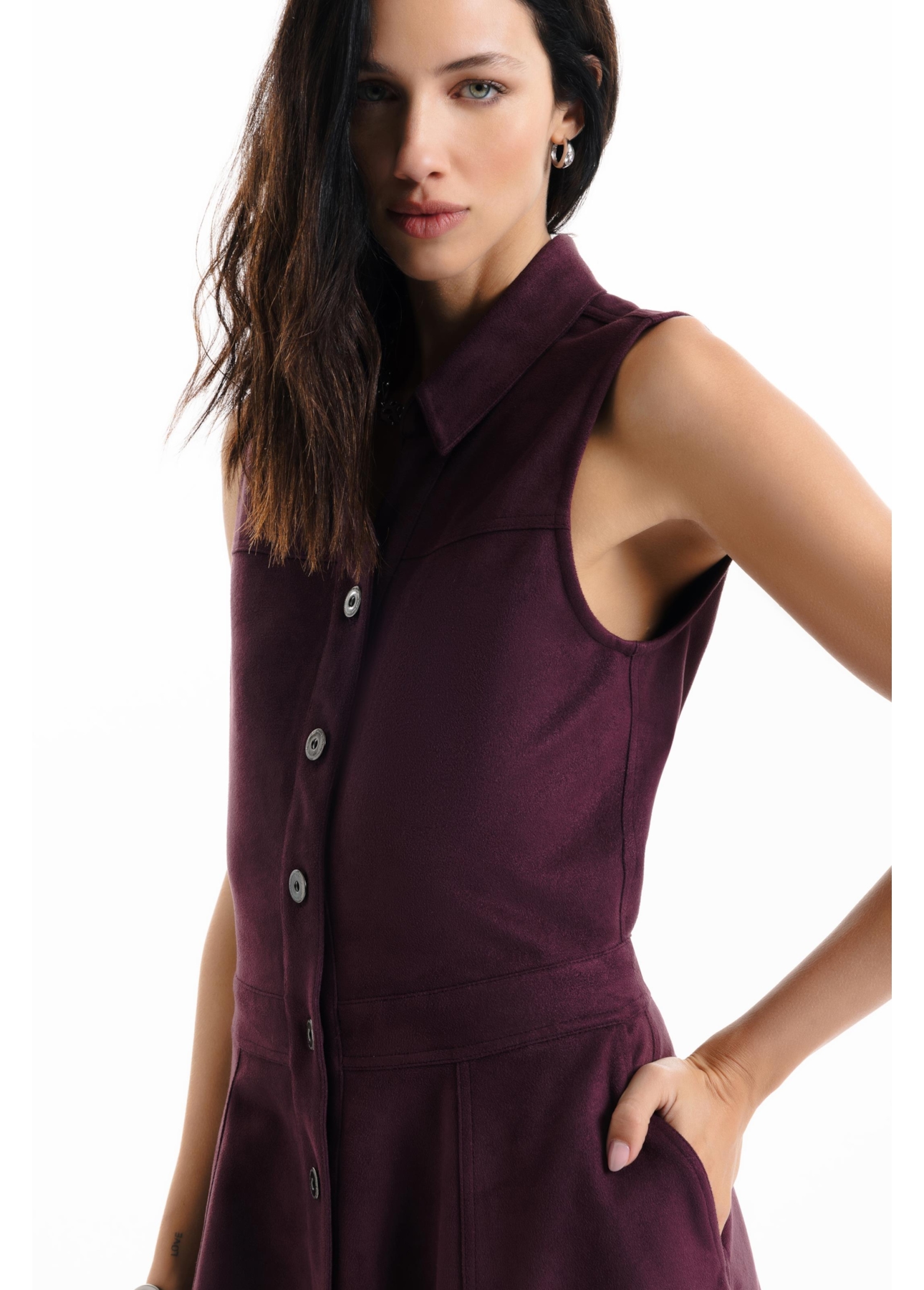 Vestido Malha Nobu Knee Dark Wine