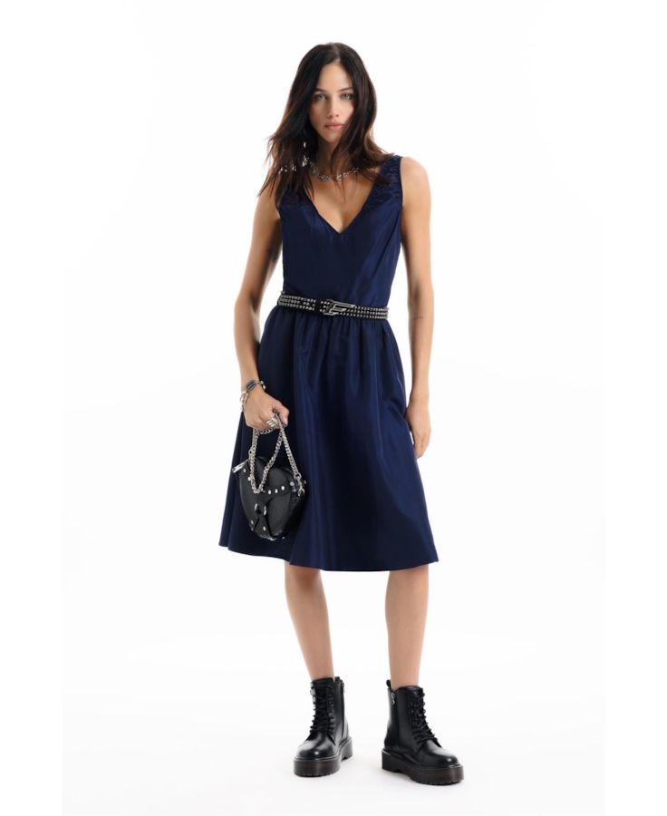 Vestido Memory Style Neckline Long Purple Blue