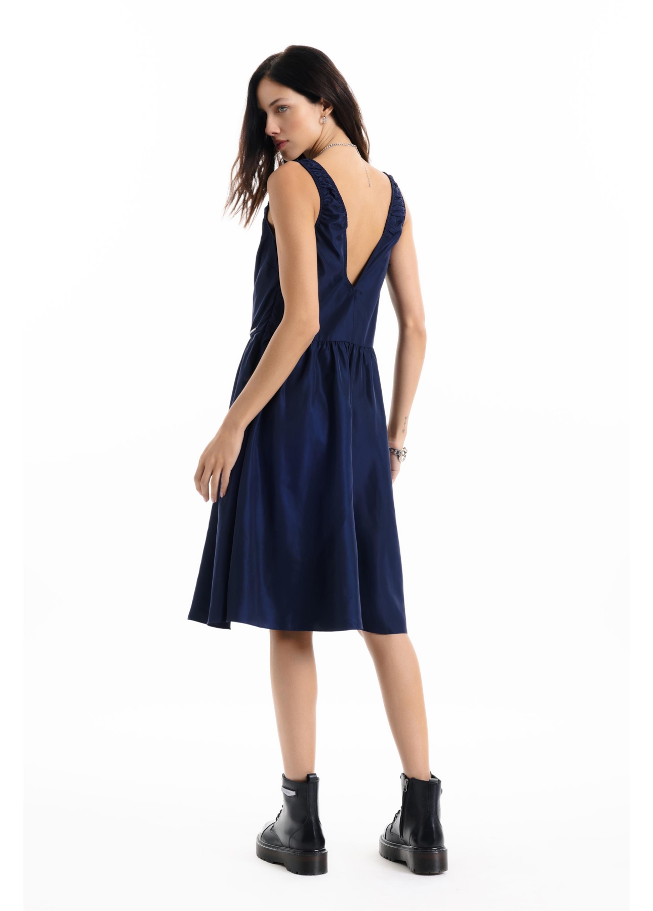 Vestido Memory Style Neckline Long Purple Blue