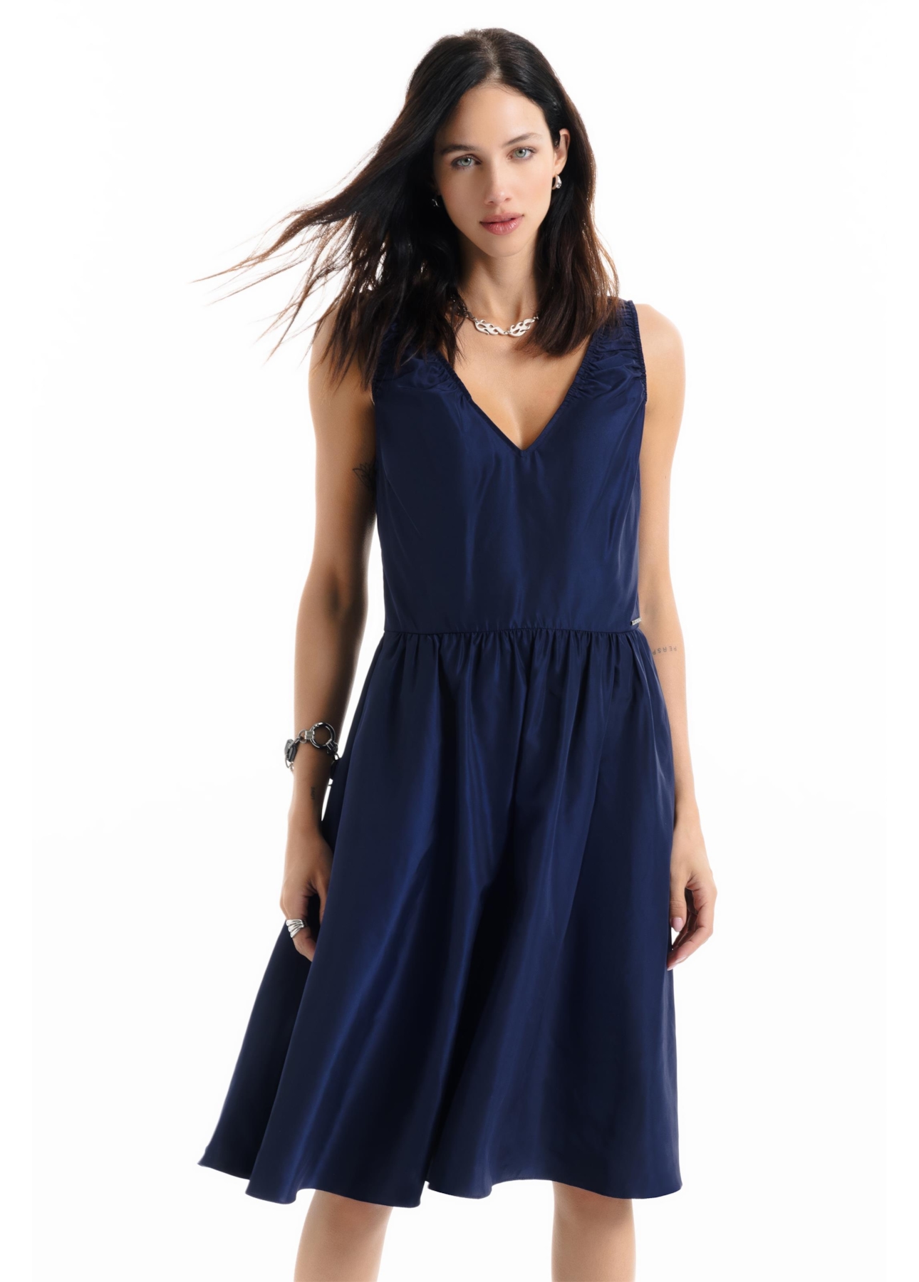 Vestido Memory Style Neckline Long Purple Blue