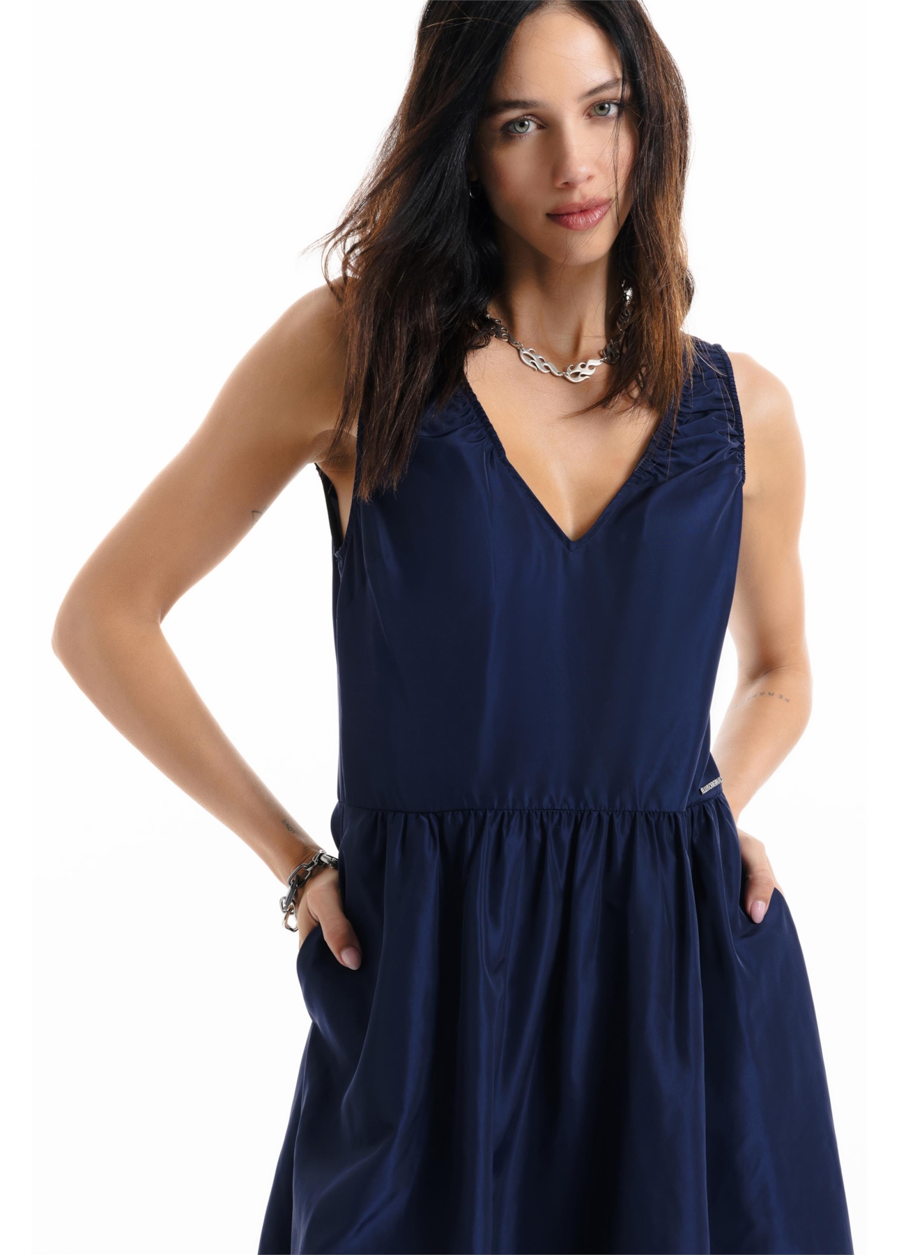 Vestido Memory Style Neckline Long Purple Blue