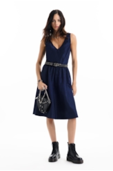 Vestido Memory Style Neckline Long Purple Blue