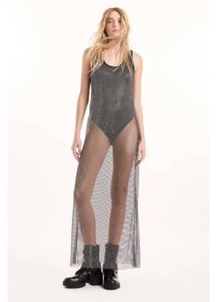Vestido Mesh Hotfix Dress Preto