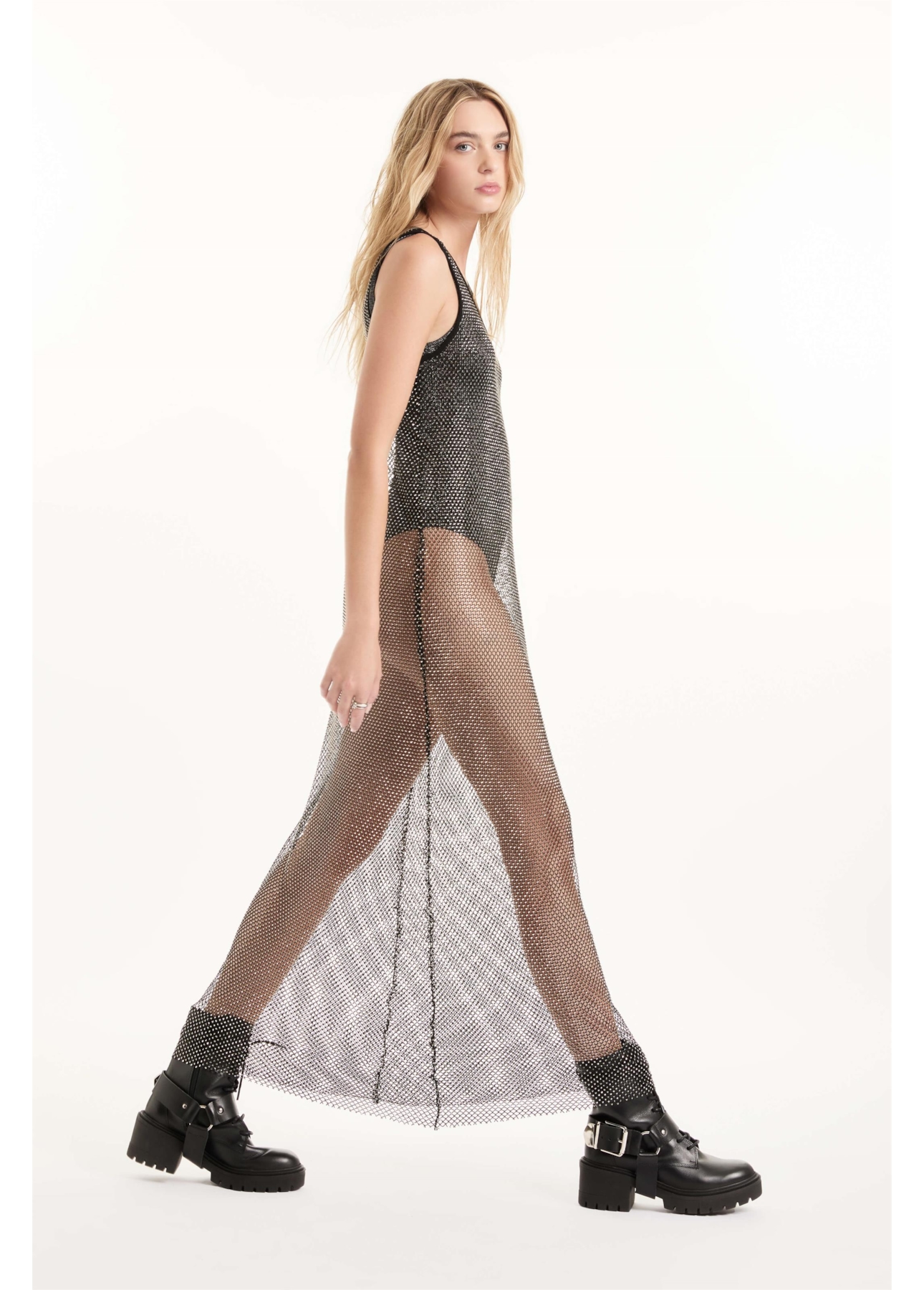 Vestido Mesh Hotfix Dress Preto