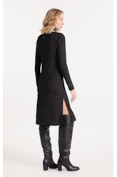 Vestido Metalic Turtle Neck Midi Preto