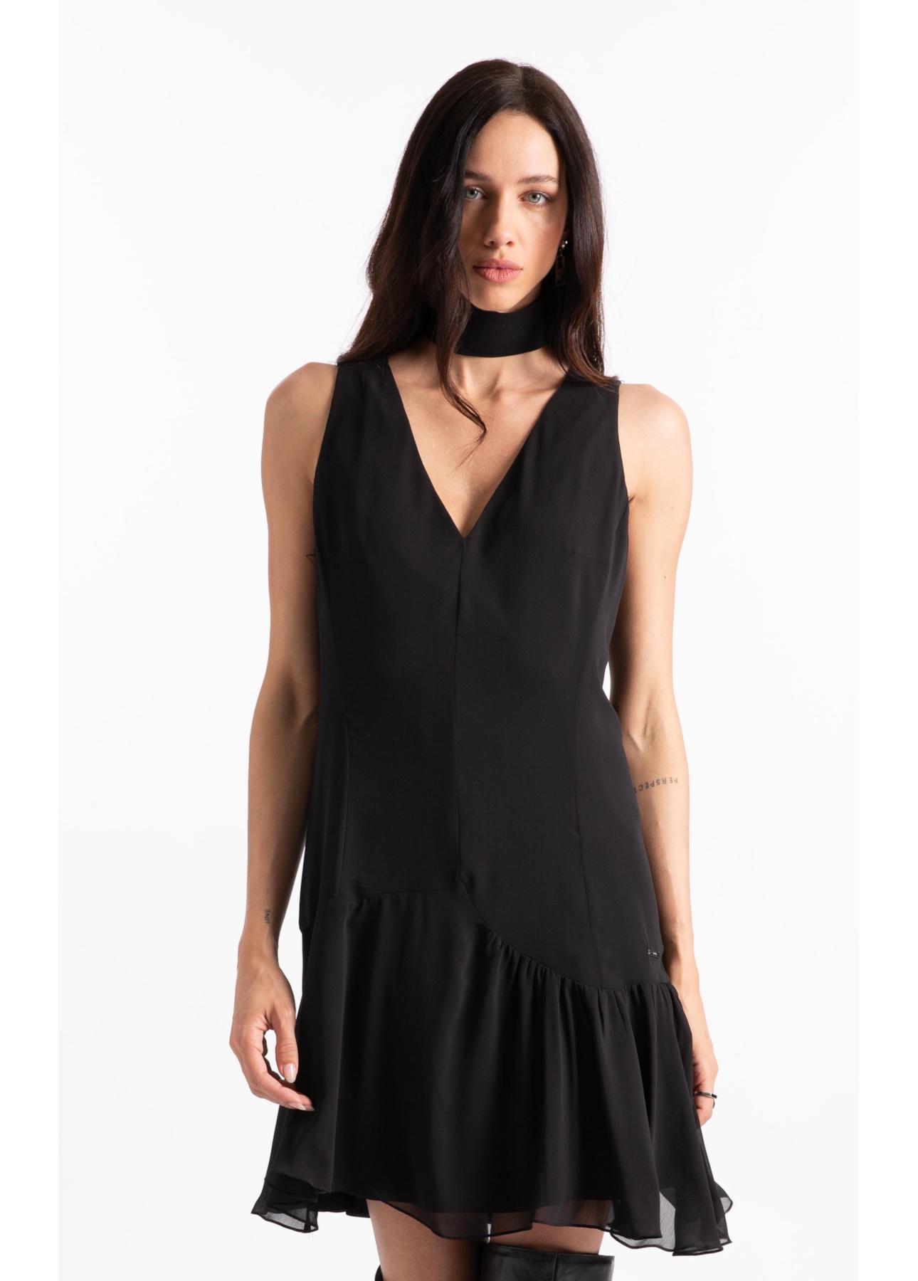 Vestido Microchiffon Asymmetric Preto