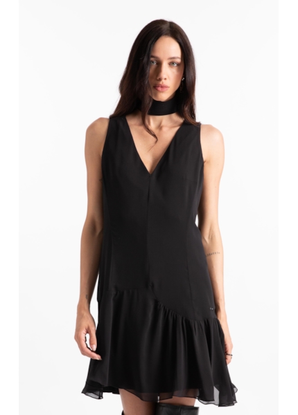 Vestido Microchiffon Asymmetric Preto