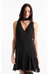 Vestido Microchiffon Asymmetric Preto
