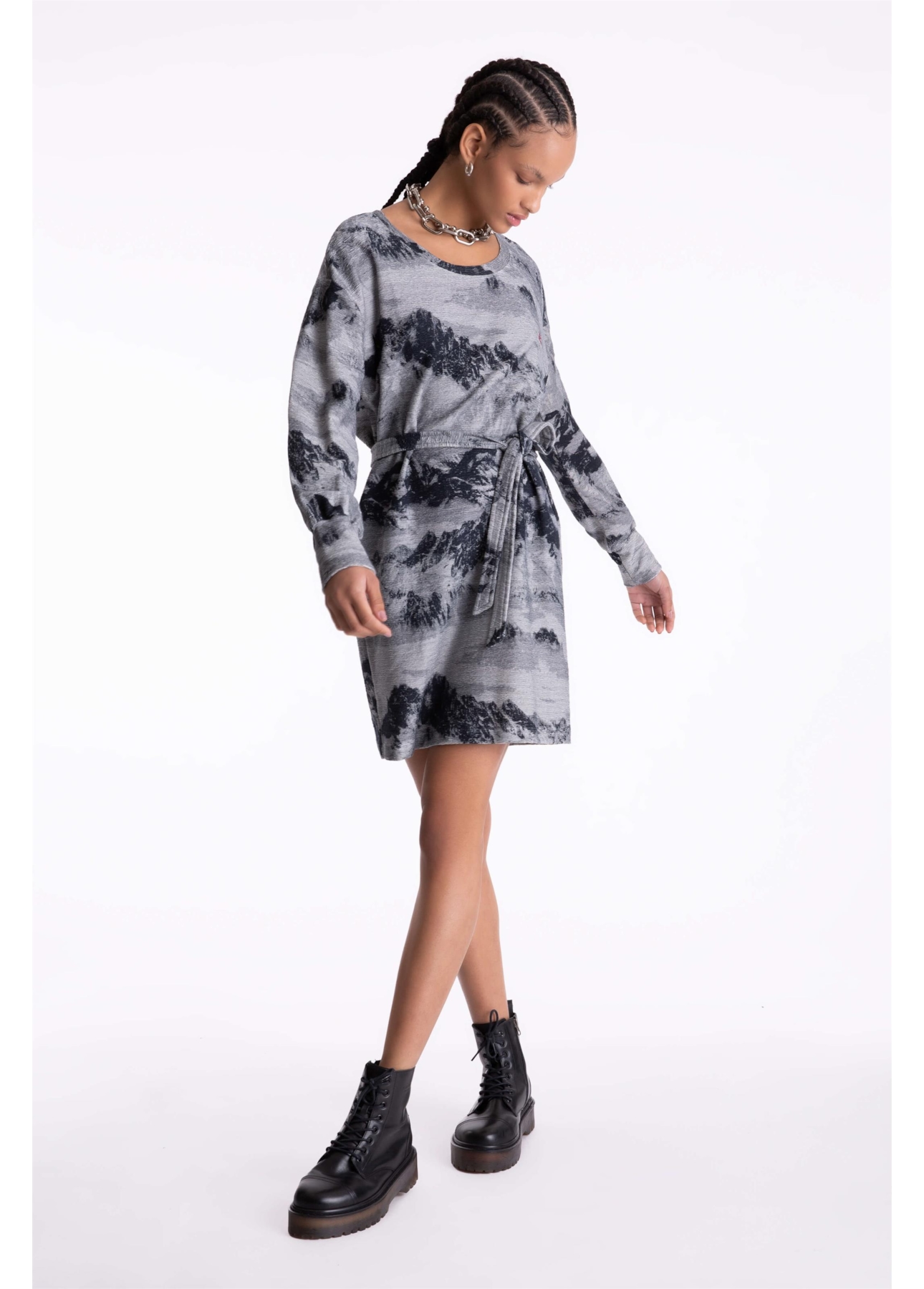 Vestido Moletom Landscape Straight Off White