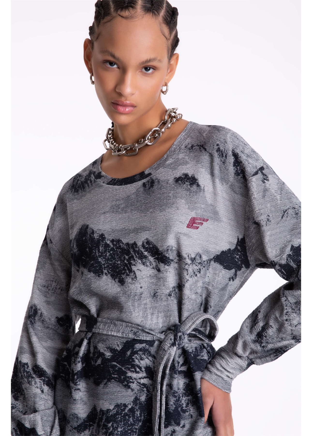 Vestido Moletom Landscape Straight Off White
