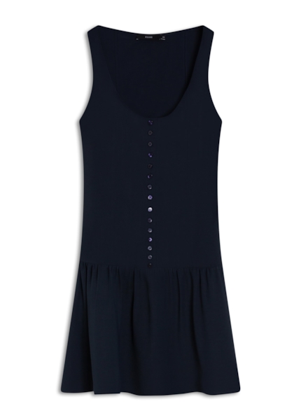 Vestido N.Y. Buttons Ruching Mini Dark Navy