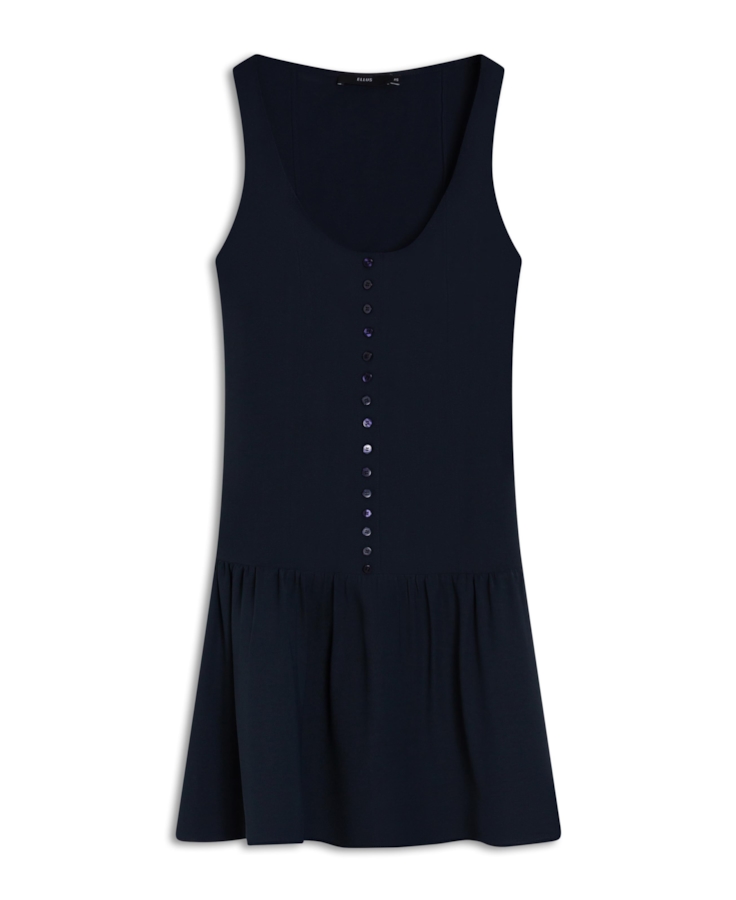 Vestido N.Y. Buttons Ruching Mini Dark Navy