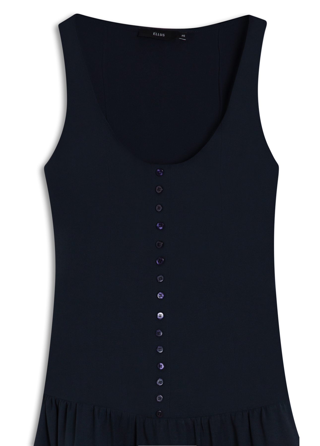 Vestido N.Y. Buttons Ruching Mini Dark Navy