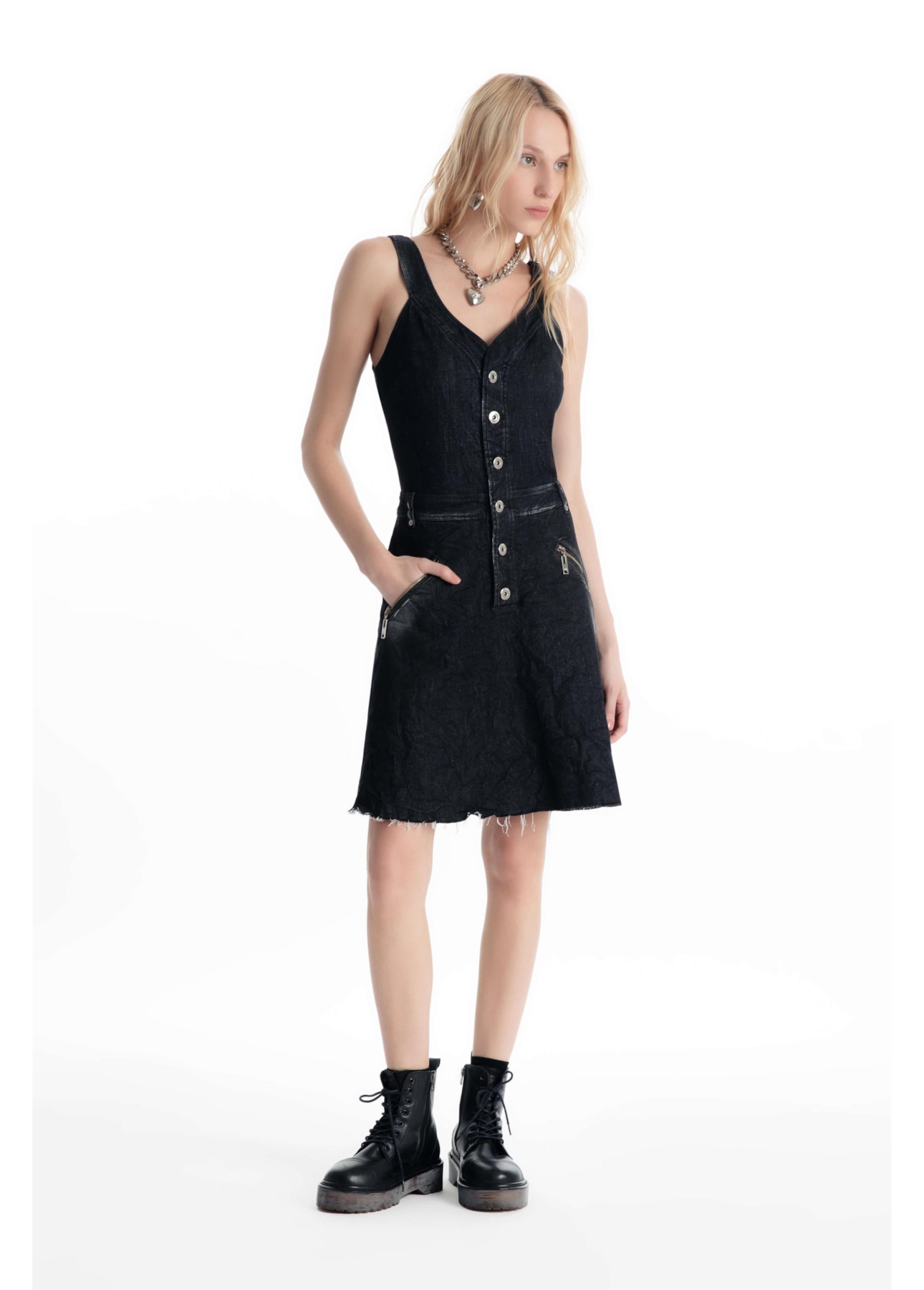 Vestido Ocean Button Style 2083-Lav.Black C/ Resina