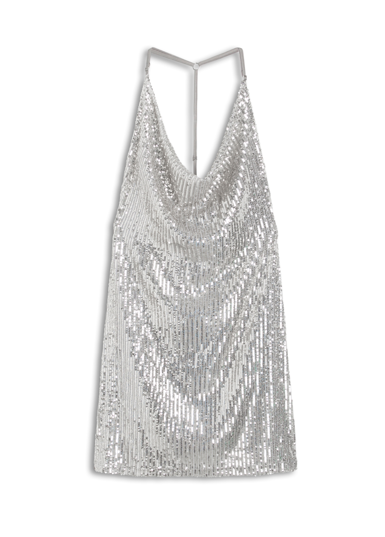 Vestido Paete Glow Sleeveless Degage Prata