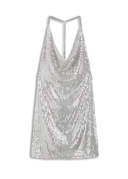 Vestido Paete Glow Sleeveless Degage Prata