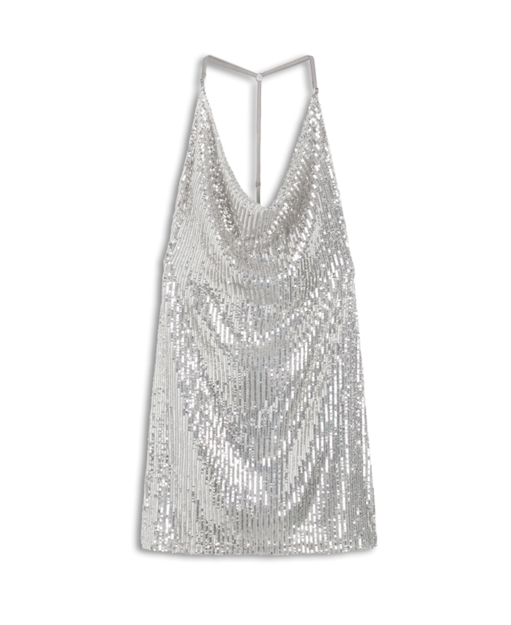 Vestido Paete Glow Sleeveless Degage Prata