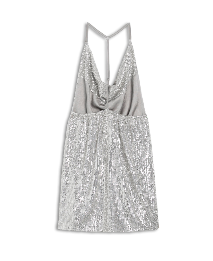 Vestido Paete Glow Sleeveless Degage Prata