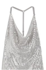 Vestido Paete Glow Sleeveless Degage Prata