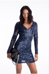 Vestido Paete Ross Neck Dark Navy