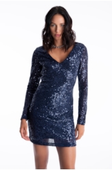 Vestido Paete Ross Neck Dark Navy