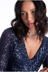 Vestido Paete Ross Neck Dark Navy