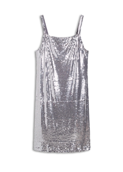 Vestido Paete Squares Prata