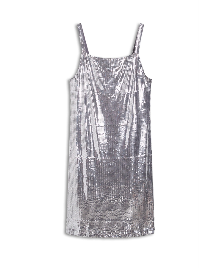 Vestido Paete Squares Prata
