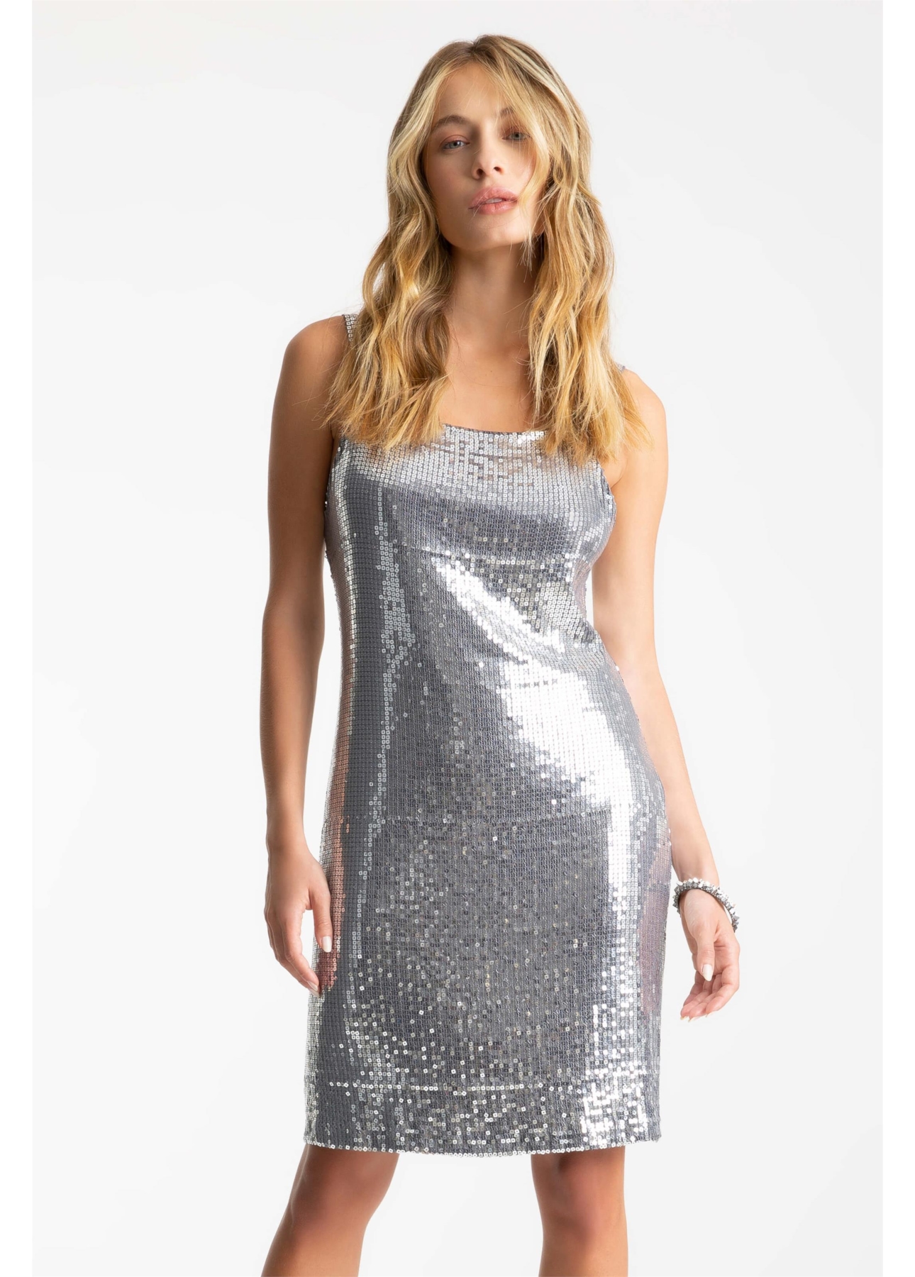 Vestido Paete Squares Prata