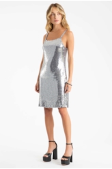 Vestido Paete Squares Prata