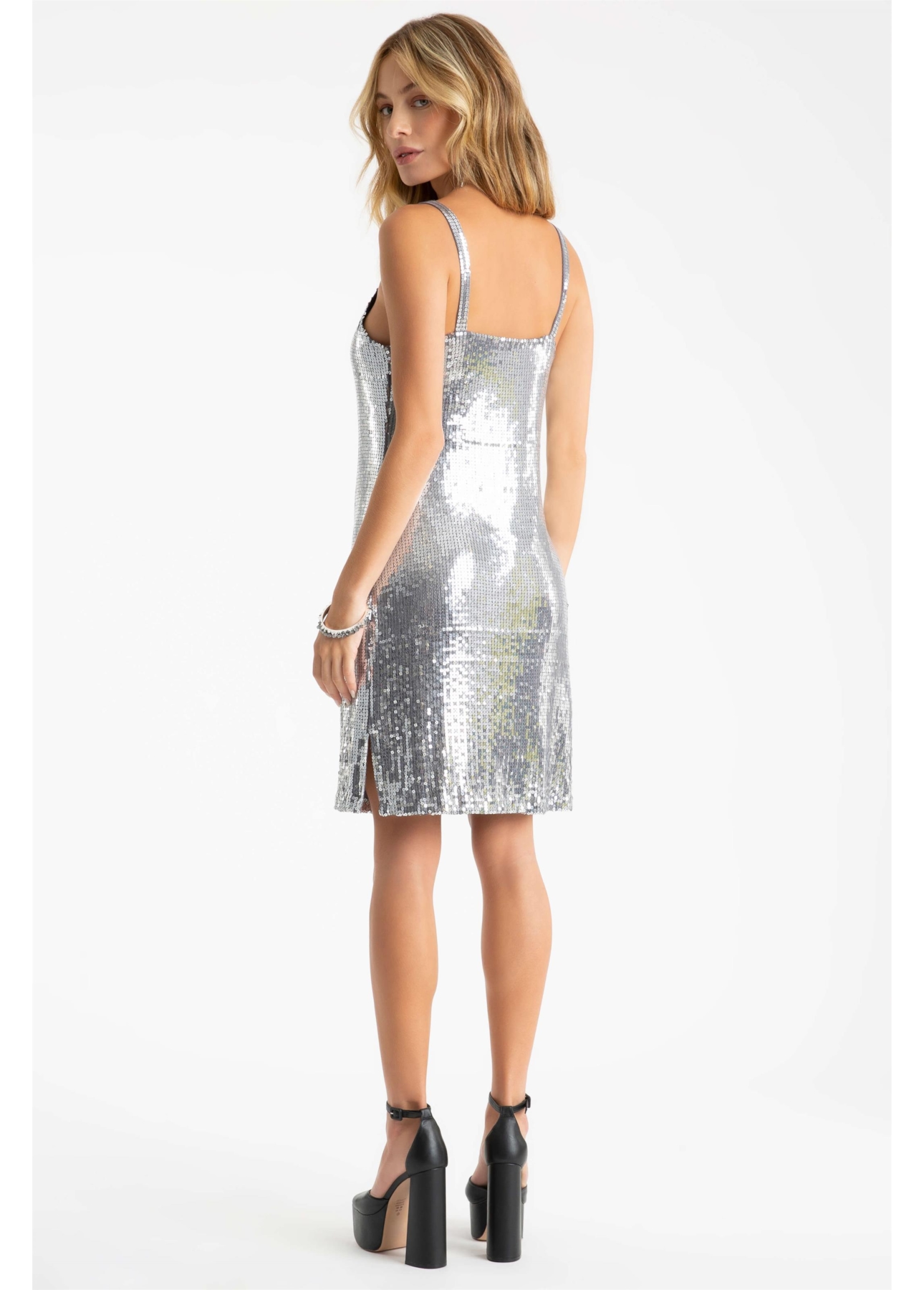 Vestido Paete Squares Prata